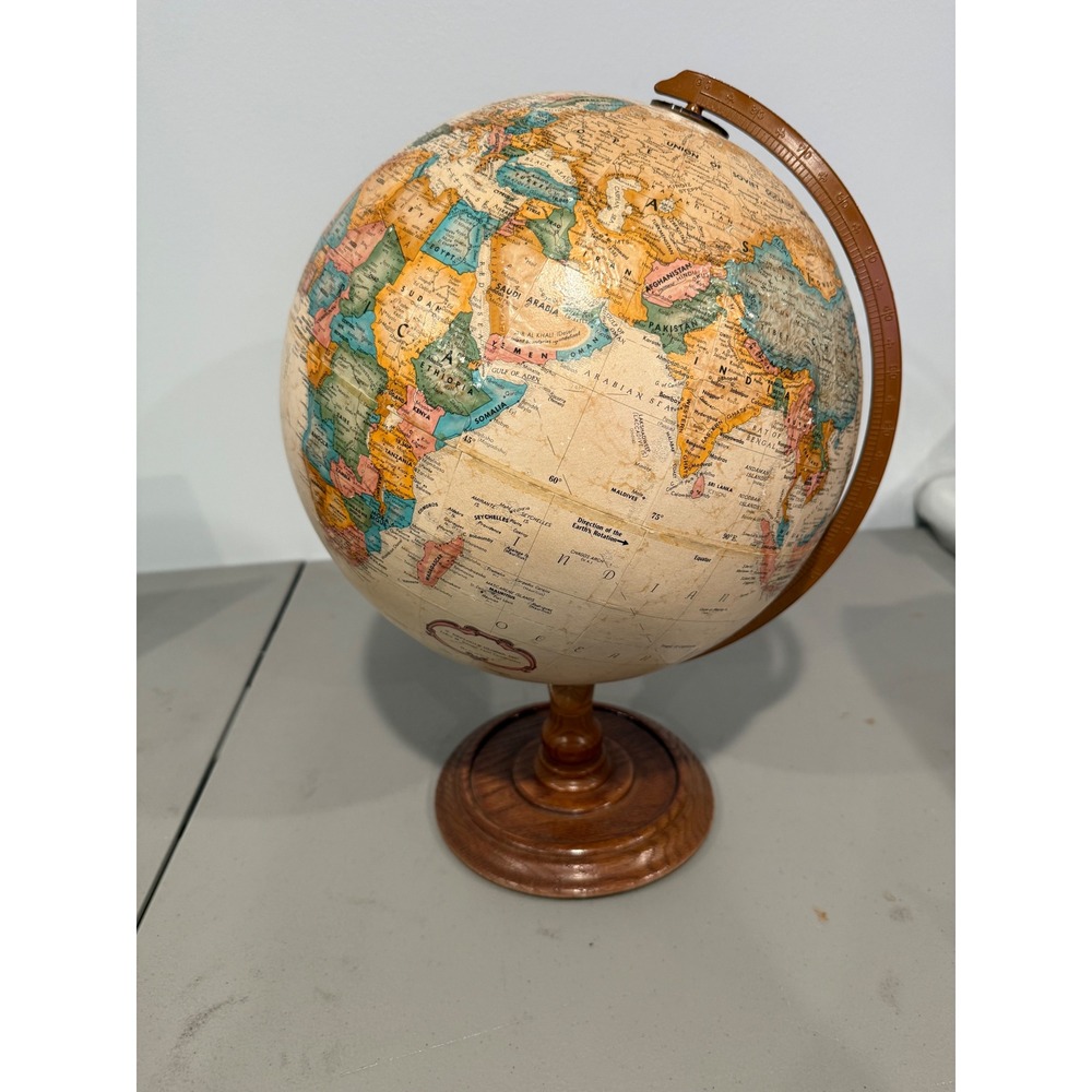 Replogle World Classic Series Globe 12 Inch Tan Vintage Dark Academia Wood Base